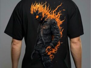 Maypra "Inferno Entity" Graphic Back Print T-Shirt in Black