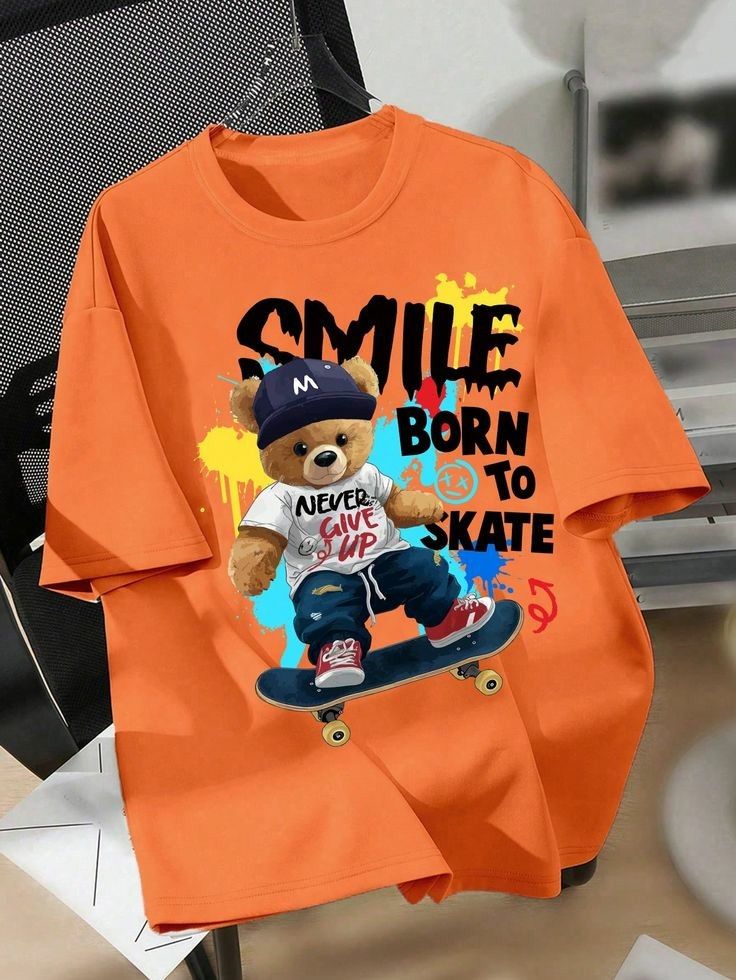 Maypra "Born to Skate" Street Bear Edition Graphic T-Shirt in Sunset Orange