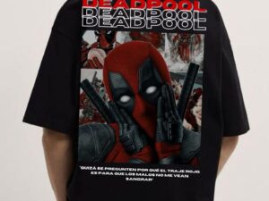 Maypra Deadpool Graphic Oversized Black T-Shirt – Spanish Text Edition